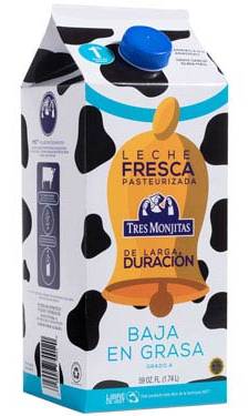 Tres Monjitas Leche de Larga Duración Baja en Grasa (1%) 59 oz