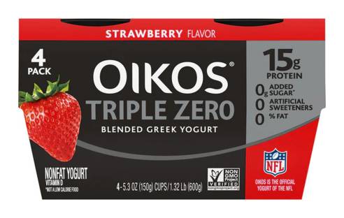 Dannon Oikos Triple Zero Strawberry 4- 5.3 oz
