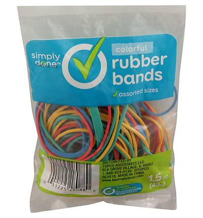 Simply Done Colorful Rubber Bands Assorted Sizes 1.5 oz