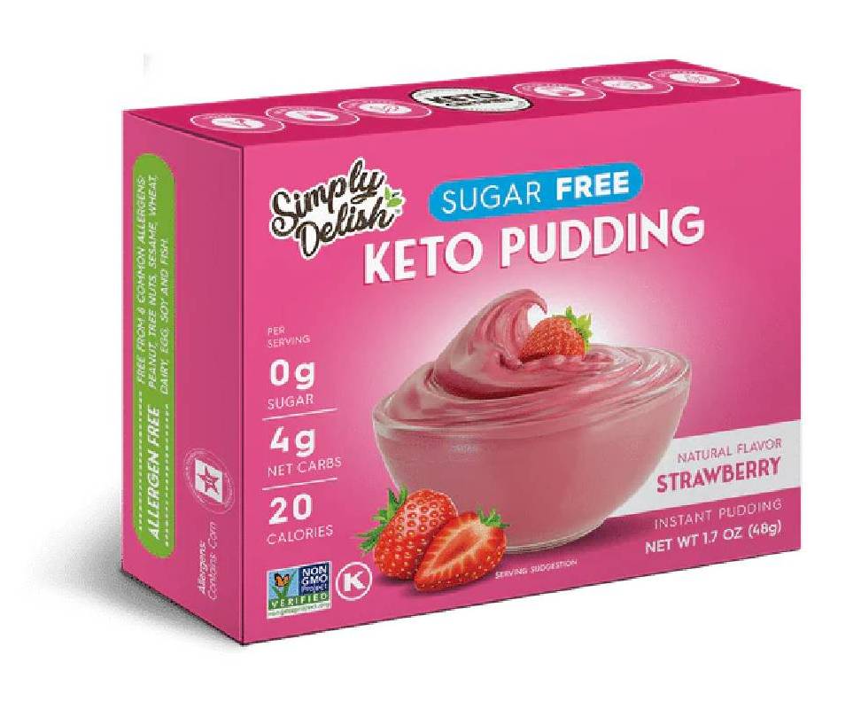 Simply Delish Strawberry Keto Instant Pudding Sugar Free 1.7 oz