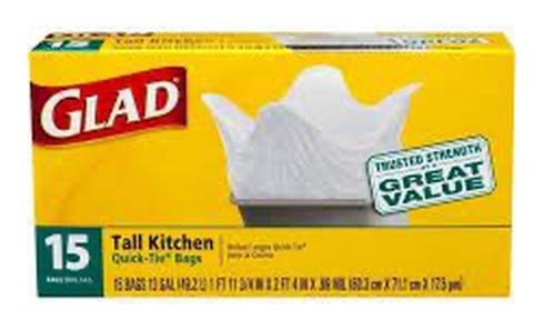 Glad Quick-Tie Tall Kitchen Bags 15 ct