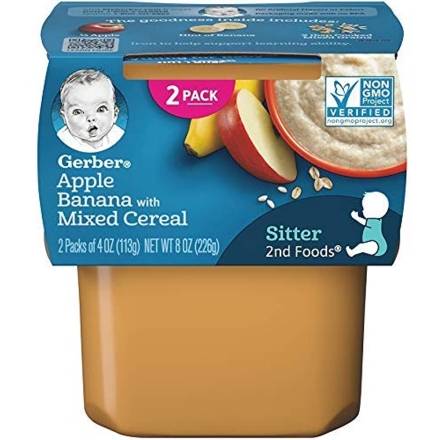 Gerber Apple Banana with Mixed Cereal for Sitter 2-4 oz