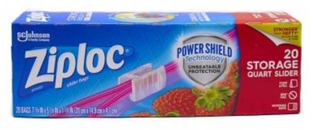 Ziploc Quart Storage Slider Bags 20 ct