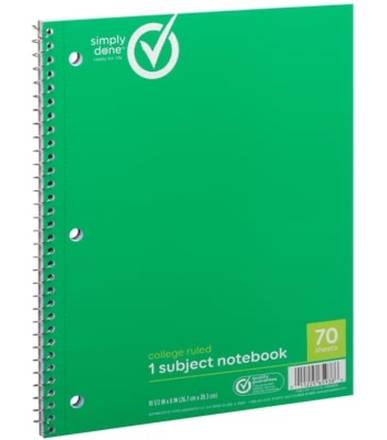 Simply Done One Subject Notebook