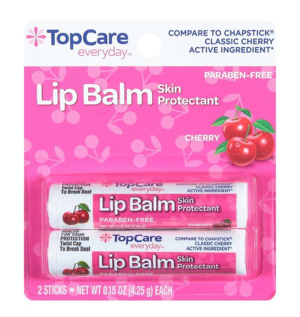 Top Care Lip Balm Cherry Flavor 2 ct
