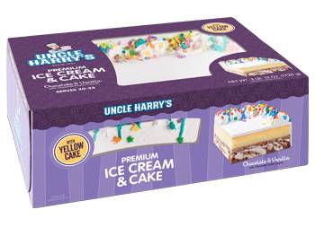 Uncle Harry’s Ice Cream Cake Yellow Cake with Vanilla & Chocolate 38 oz
