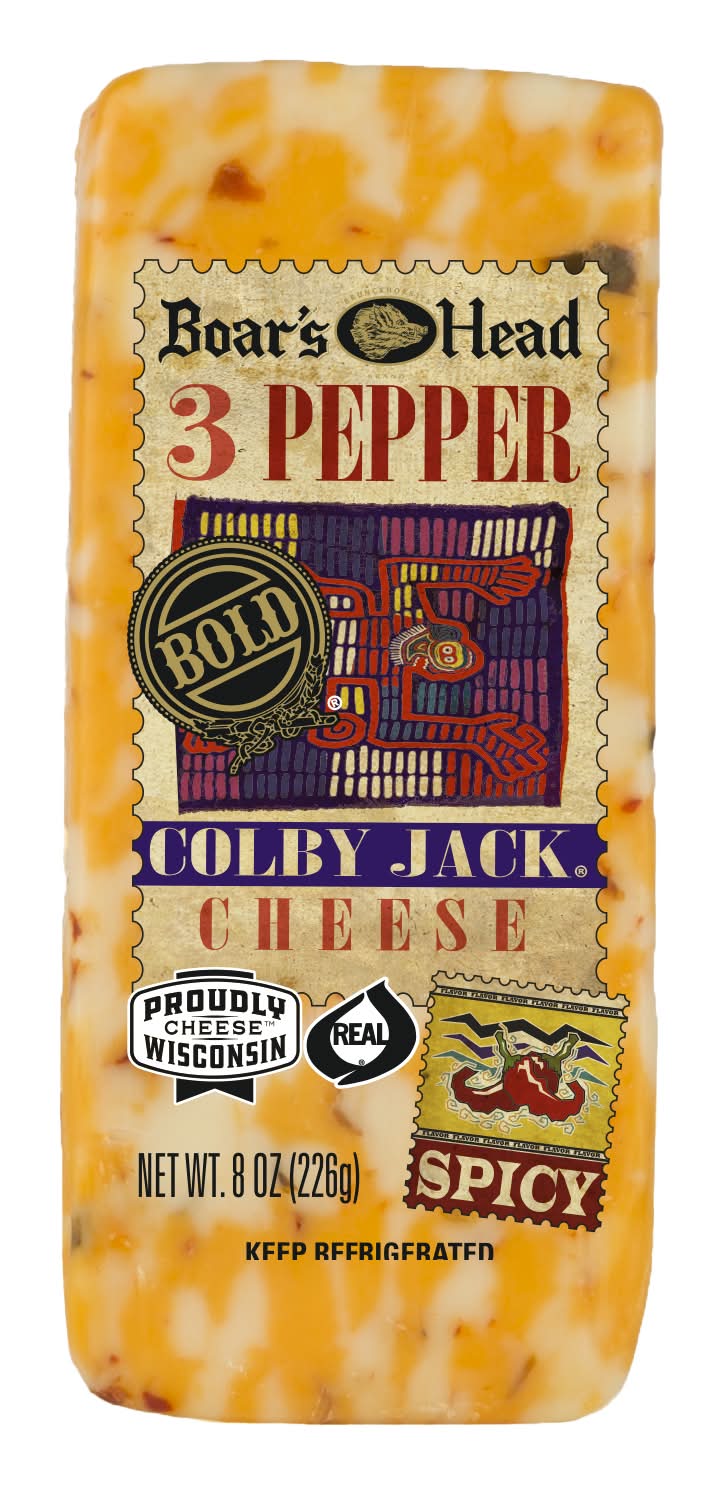 Boar's Head 3 Pepper Colby Jack Cheese Block 8 oz