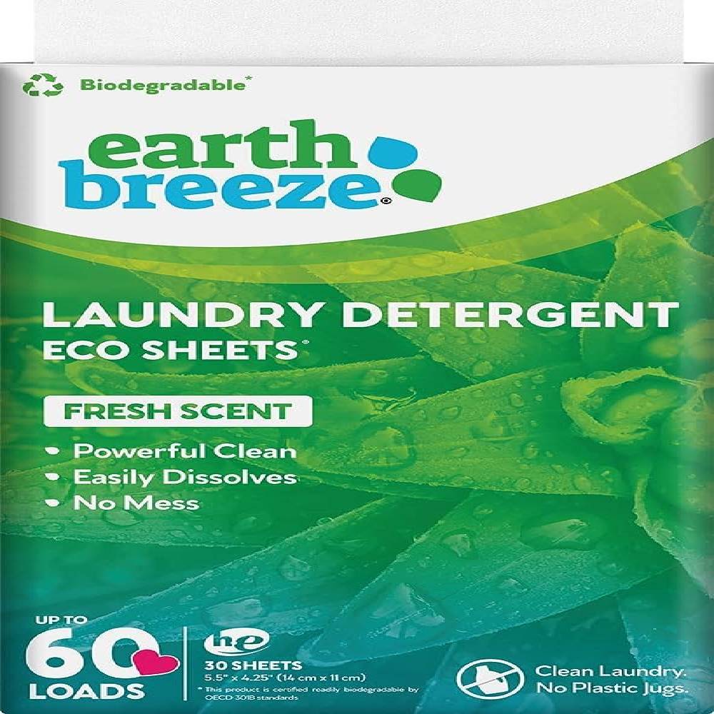 Earth Breeze Laundry Detergent Eco Sheets Fresh Scent 30 ct