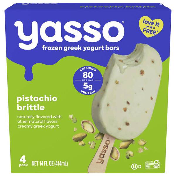 Yasso Pistachio Brittle Frozen Greek Yogurt Bars 14 oz