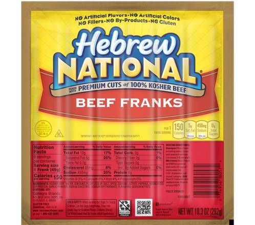 Hebrew National Kosher Beef Franks 10.3 oz