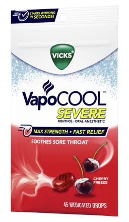 Vicks VapoCool Severe Medicated Drops Cherry Freeze 18 ct