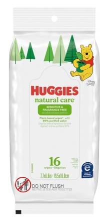 Huggies Natural Care Sensitive Wipes Travel Size 16 ct