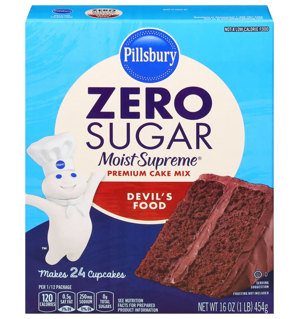Pillsbury Zero Sugar Cake Mix Devil’s Food Chocolate 16 oz