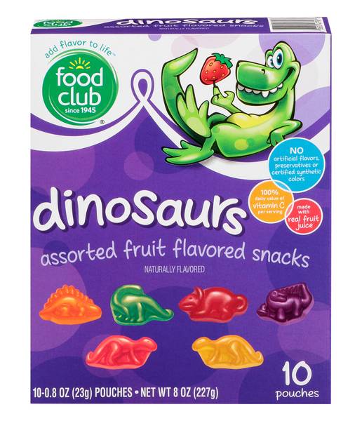 Food Club Dinosaur Fruit Flavored Snacks 8 oz