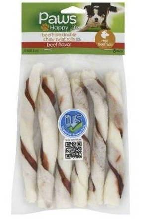 Paws Beefhide Double Chew Twist Rolls with Beef Flavor