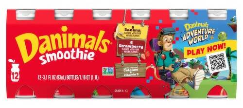 Danimals Smoothies Banana & Strawberry 12-3.1 oz