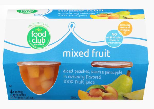 Food Club Mixed Fruit in 100% Juice 4-4 oz