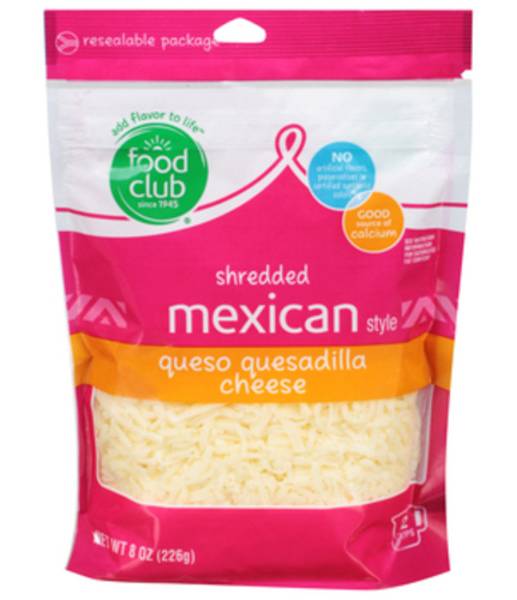 Food Club Shredded Mexican Style Queso Quesadilla Cheese 8 oz