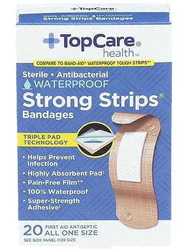 Top Care Waterproof Strong Strips Bandages 20 ct