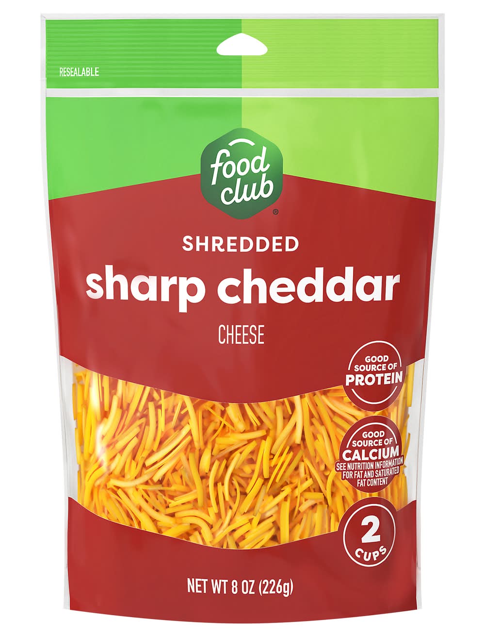 Food Club Shredded Sharp Cheddar Cheese 8 oz