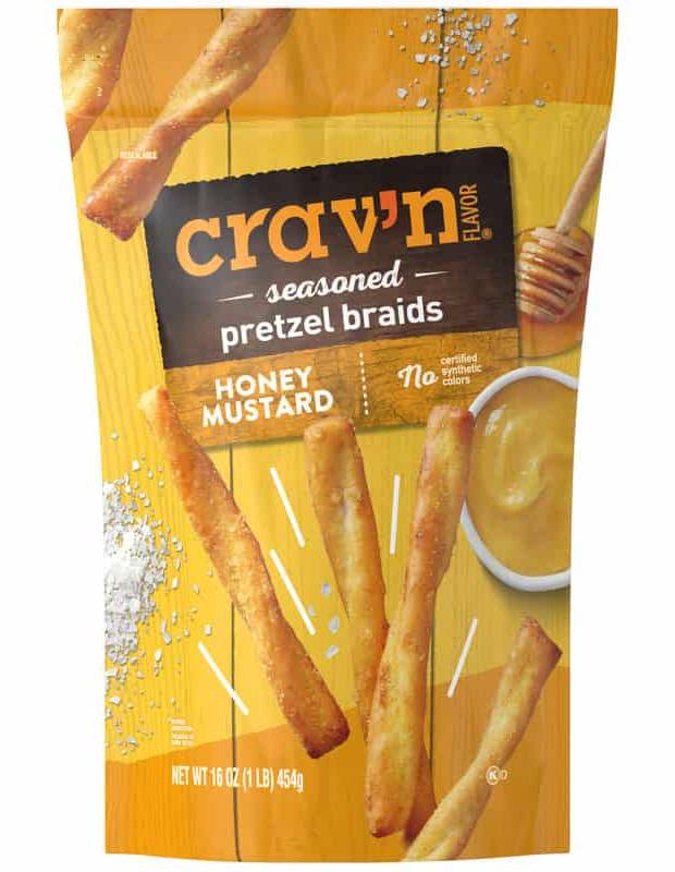 Crav’n Seasoned Pretzel Braids Honey Mustard 16 oz