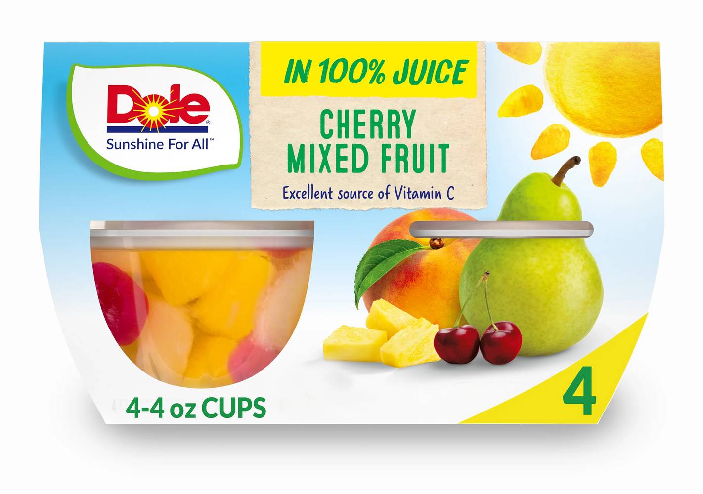 Dole Cherry Mixed Fruit in 100% Juice 4-4 oz