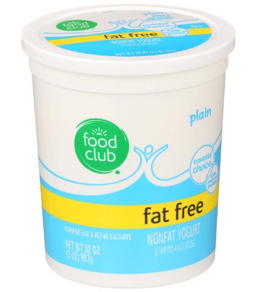 Food Club Fat Free Yogurt Plain 32 oz