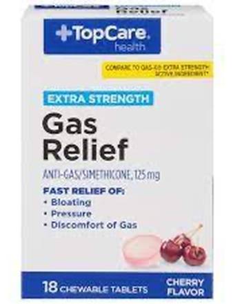 TopCare Health Extra Strength Gas Relief Cherry Flavor 18 chewable tablets