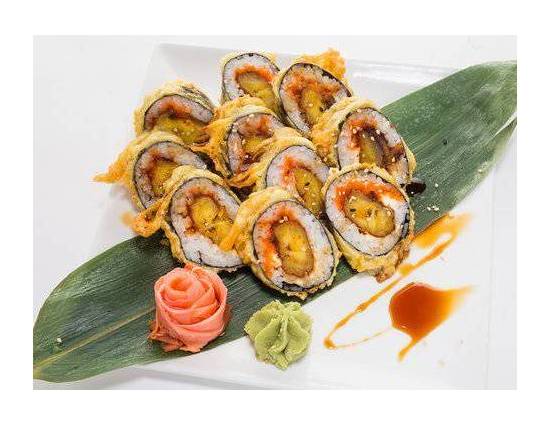 Shrimp Tempura Roll with Sweet Plantains on Top