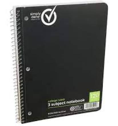 Simply Done 3 Subject Notebook
