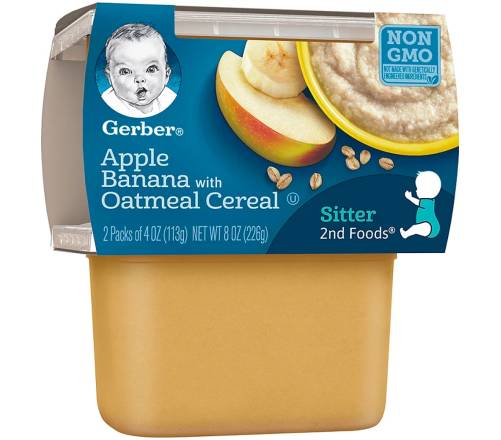 Gerber Apple Banana with Oatmeal Cereal for Sitter 2-4 oz