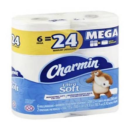 Charmin Ultra Soft Toilet Paper Mega 6=24 Rolls