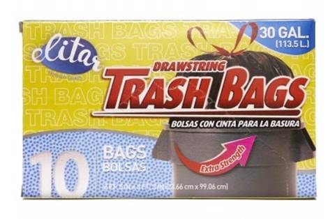 Elitar Extra Strength 30 Gallon Drawstring  Garbage Bags 10 ct
