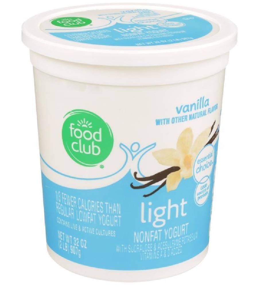 Food Club Non Fat Yogurt Vanilla Light 32 oz