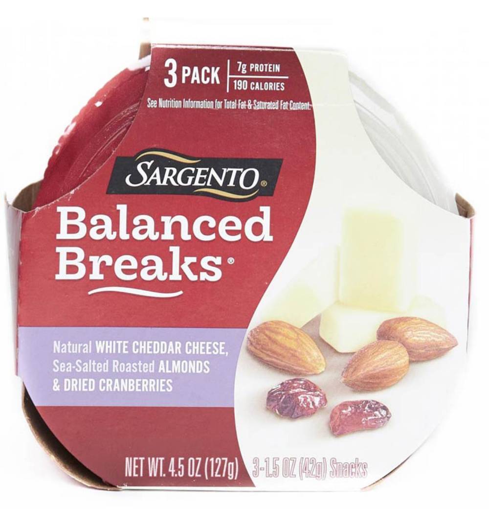 Sargento Balanced Breaks Cheddar Cheese Almonds & Cranberries 3-1.5 oz