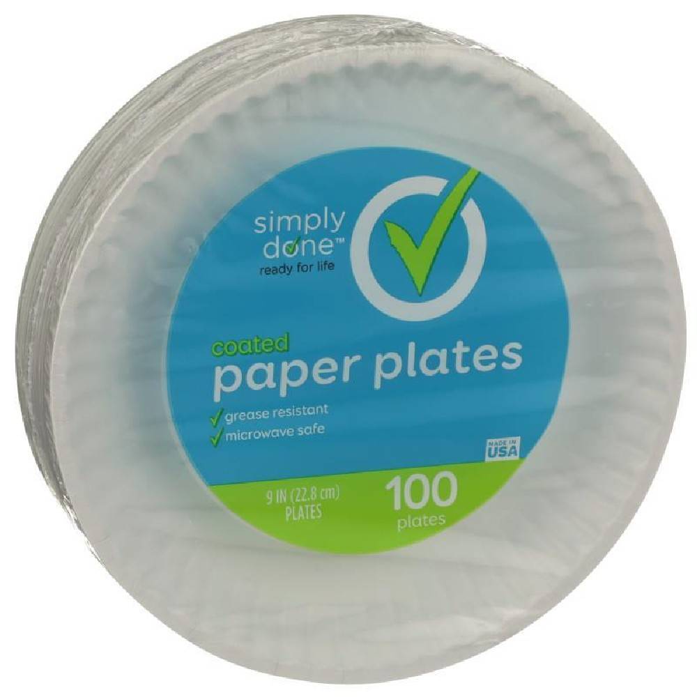 Simply Done Coated Paper Plates 9 inch 100 ct