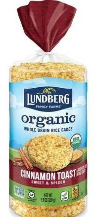 Lundberg Organic Whole Grain Rice Cakes Cinnamon Toast Sweet and Spiced 8.5 oz