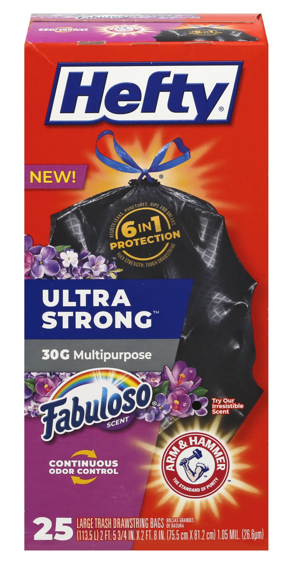 Hefty Fabuloso Lavender Scented Drawstring Multipurpose Garbage Bags 25 ct