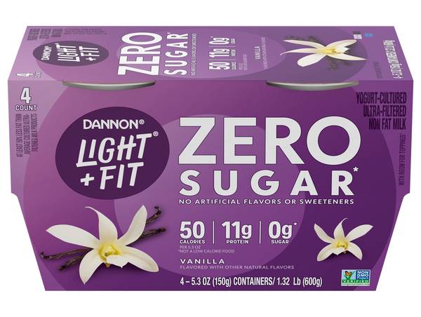 Light + Fit Zero Sugar Vanilla Yogurt 4-5.3 oz