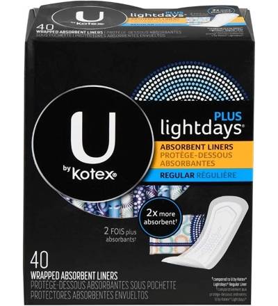 U by Kotex Lightdays Wrapped Regular Liners 40 ct