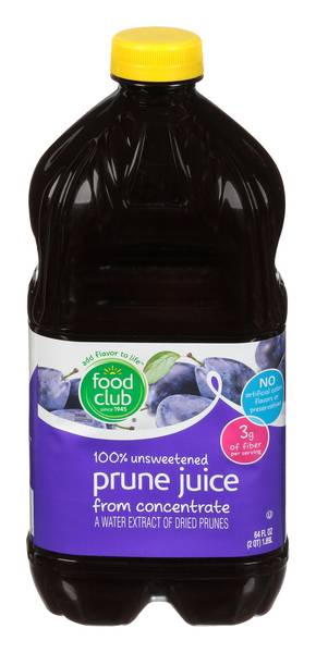 Food Club 100% Unsweetened Prune Juice 64 oz