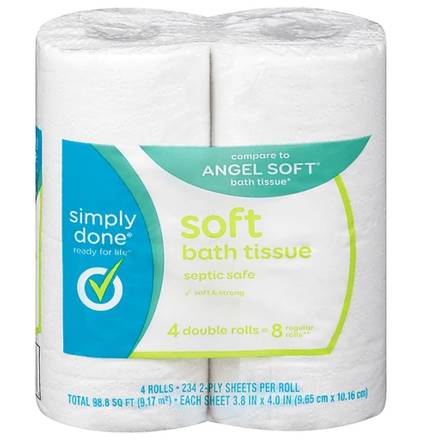 Simply Done Soft Bath Tissue 4=8 rolls