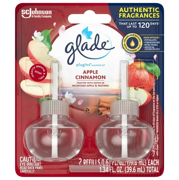 Glade Plug-Ins Scented Oil Refills Apple Cinnamon 2 ct