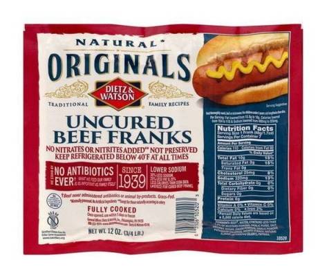 Dietz & Watson Originals Uncured Beef Franks 12 oz