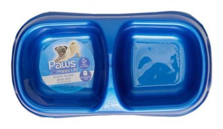 Paws Plastic Double Dinner Dish 1 ct