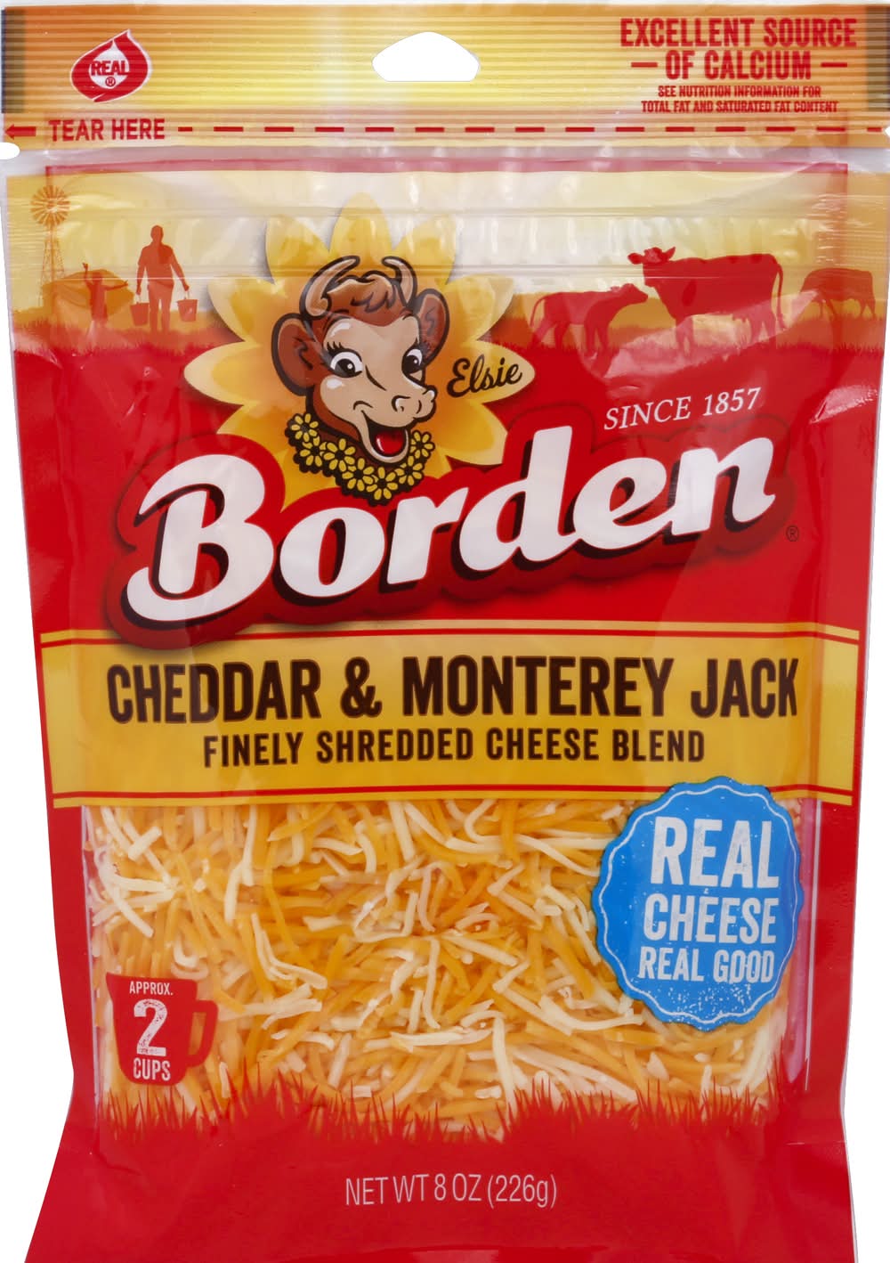 Borden Shredded 2% Cheddar and Monterey Jack 8 oz