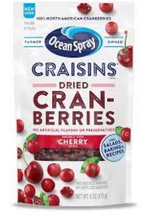 Ocean Spray Craisins Dried Cranberries Cherry Infused 6 oz