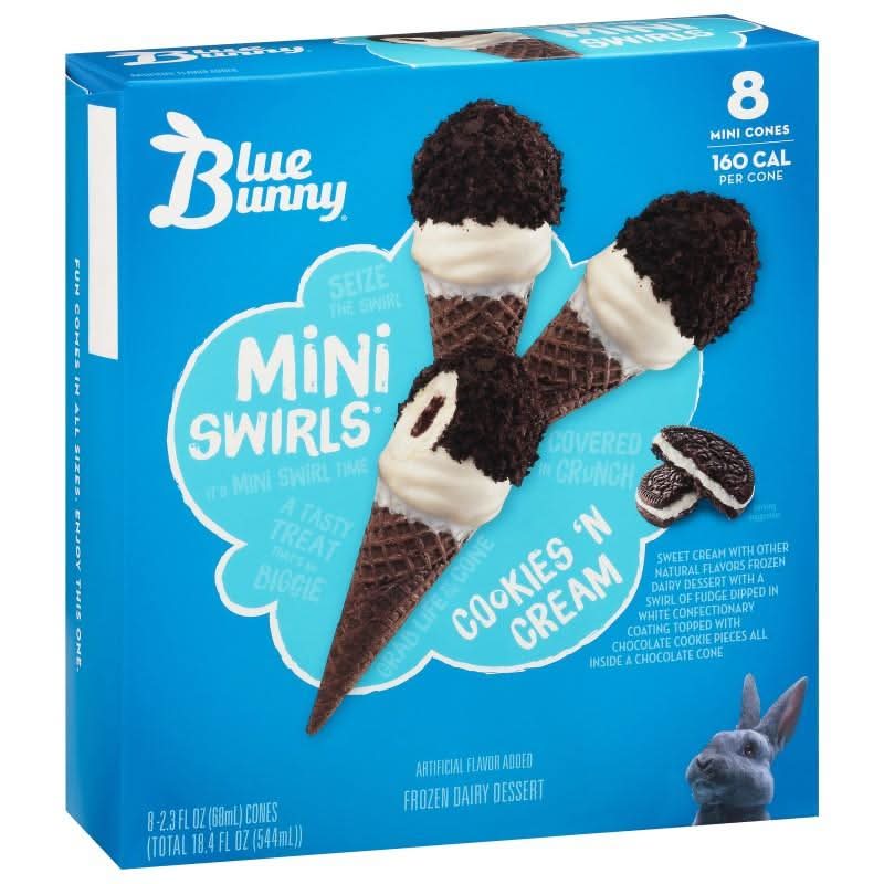 Blue Bunny Mini Swirls Cookies 'N Cream lovers 8 ct