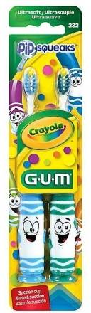 GUM Crayola PipSqueaks Toothbrushes with Suction Cups