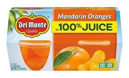 Del Monte Mandarín Oranges in 100% Juice 4-4 oz
